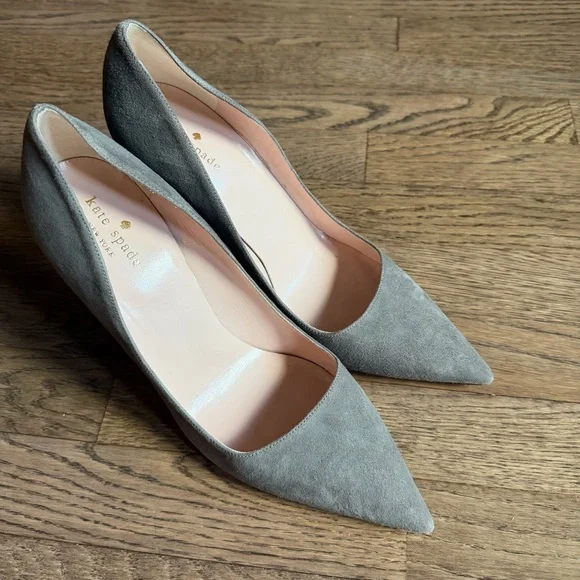 Kate Spade Licorice Gray Suede Heels - Picture 3 of 8